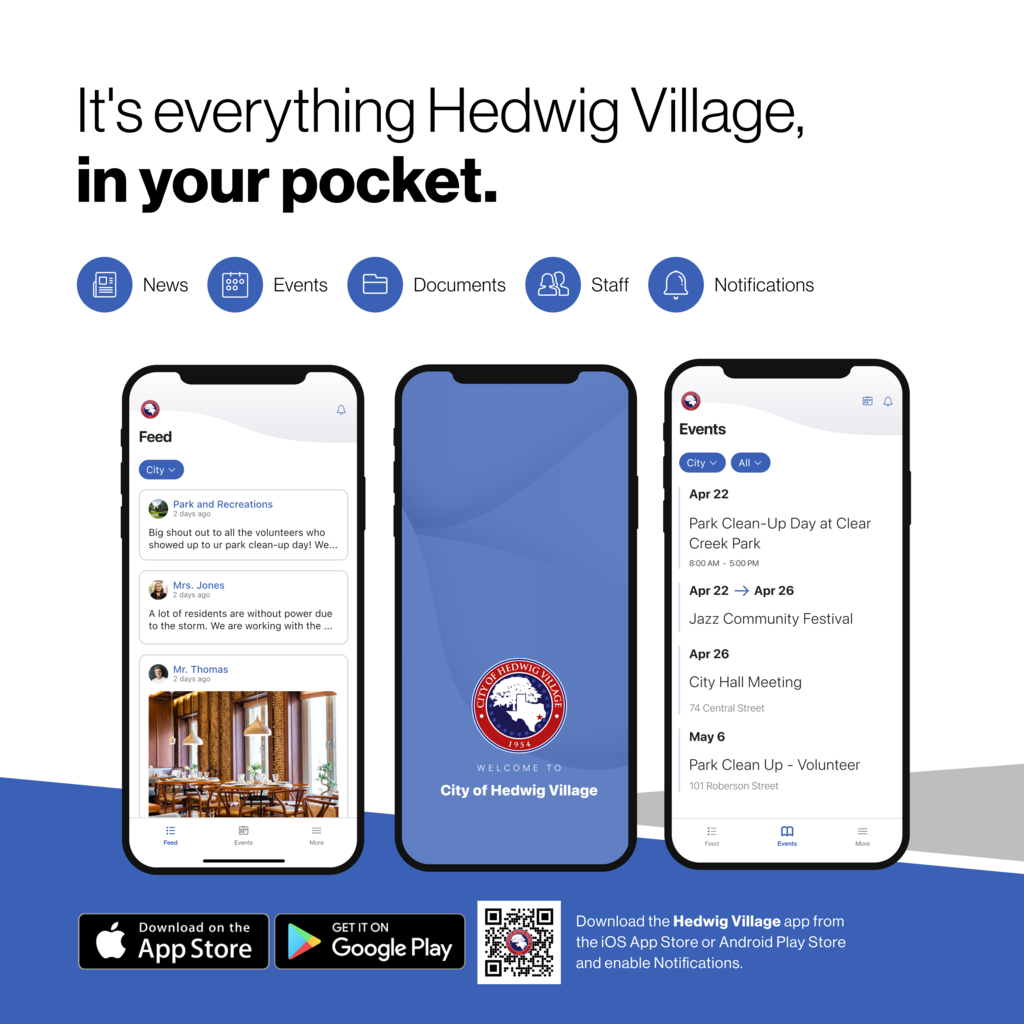 We want you to stay in-the-know with what's happening in Hedwig Village! Download our app to stay informed. Download for Android https://aptg.co/JFl_z8 Download for iPhone https://aptg.co/jpDFPM