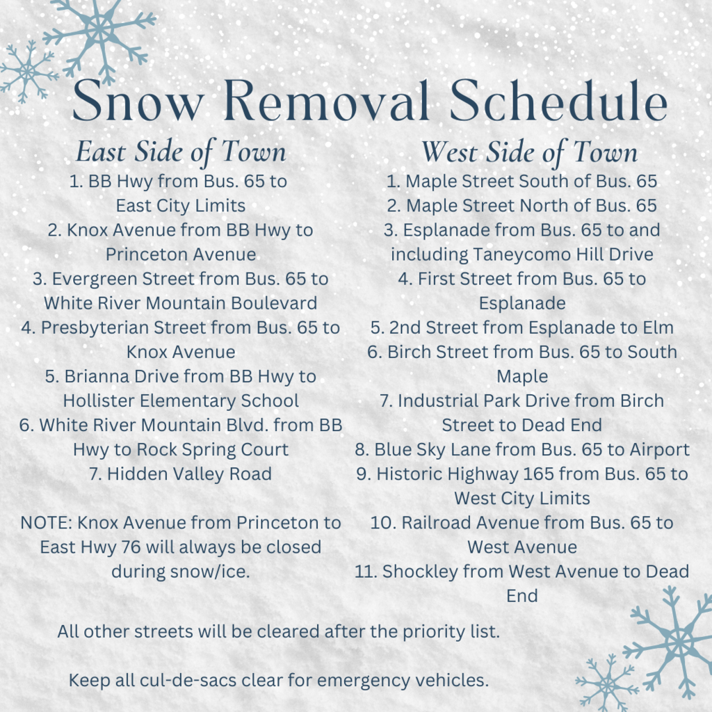 Snow Removal Schedule