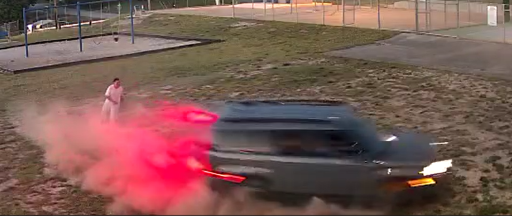 Vehicle driving through Braden Park