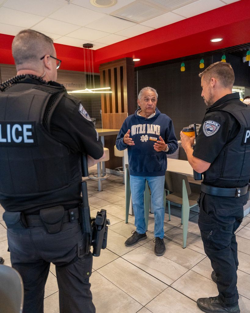 Coffee with the Police Chief Lionel Cantu with Chief Stirewalt and Corporal Ellersick