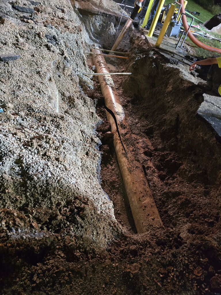 Public Works repairs a water main break overnight Tuesday.