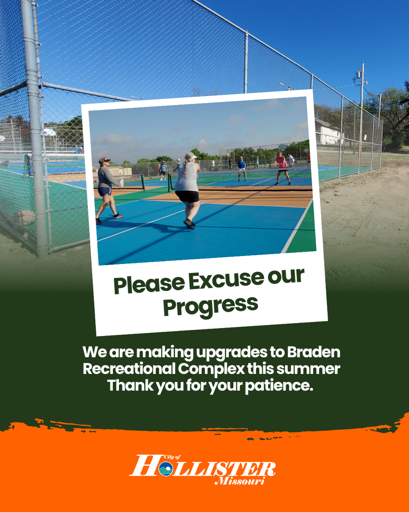 Planned upgrades to Braden Park will be the week of July 6th.  During this time, the pickleball courts will be closed.