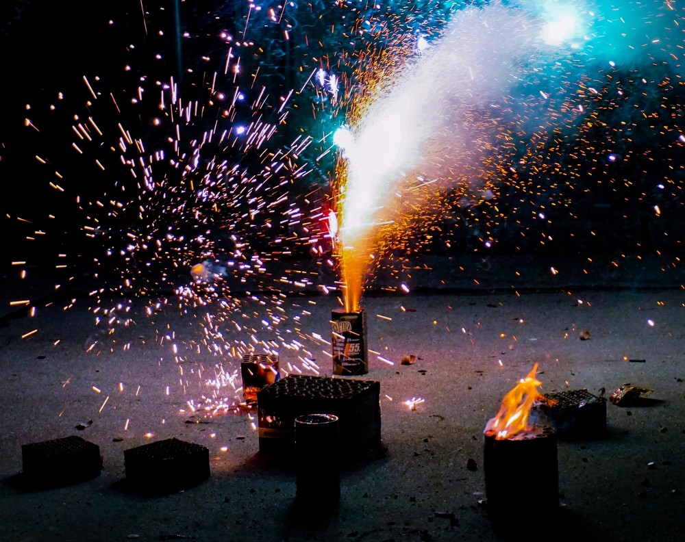 fireworks in street