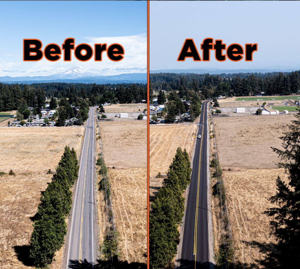 chipseal before and after example by Sierra Santa Fe