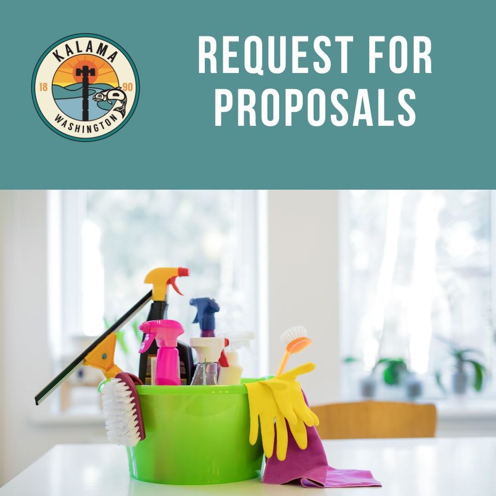 Request for Proposals for janitorial services, image of cleaning supplies