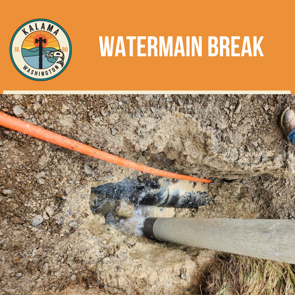 Watermain Break notice- image of water line leak