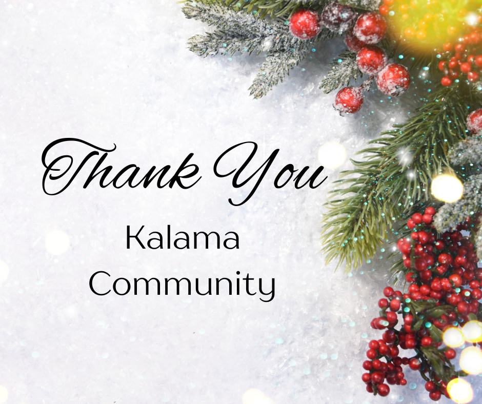 Thank you Kalama Community - Christmas themed graphic