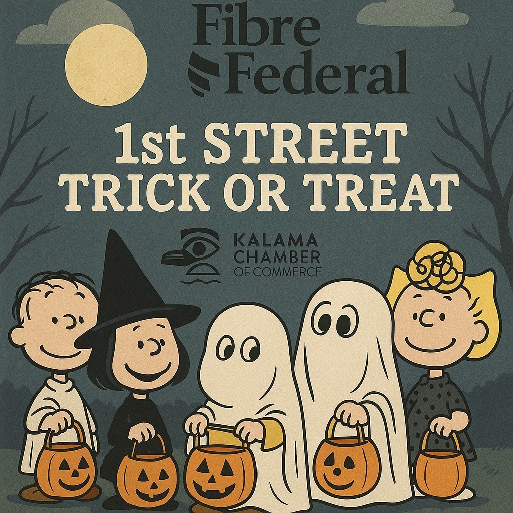 Cartoon children dressed up in costumes for Halloween