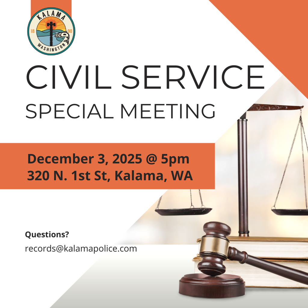 Civil Service Special Meeting, December 3, 2025 @ 5pm, 320 N 1st St, Kalama