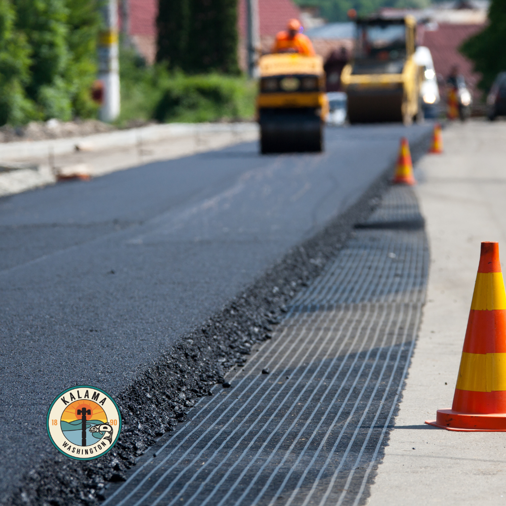 street paving with traffic cones