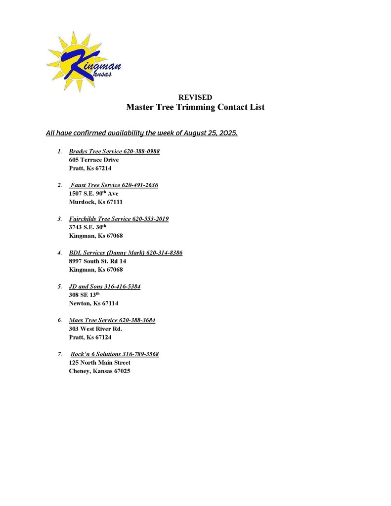 revised tree trimmer list