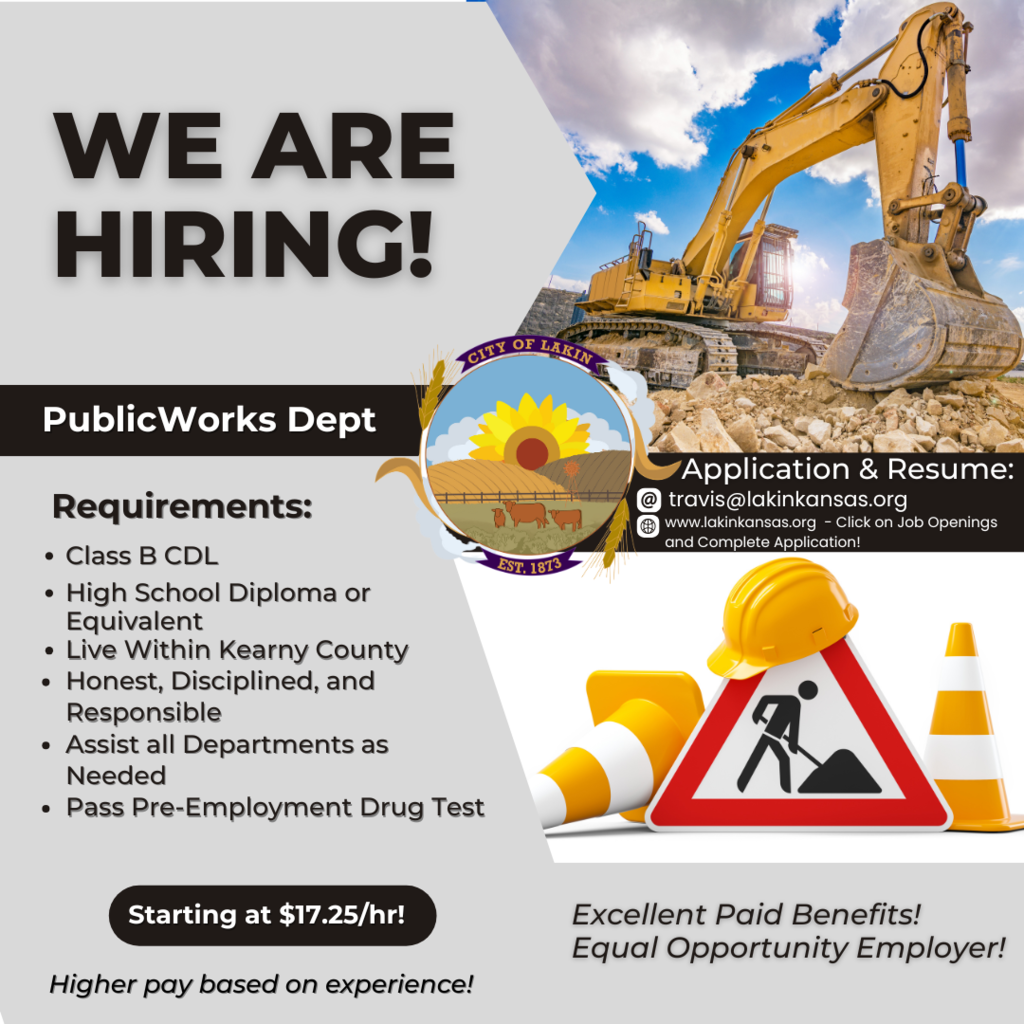 We Are Hiring PublicWorks Dept