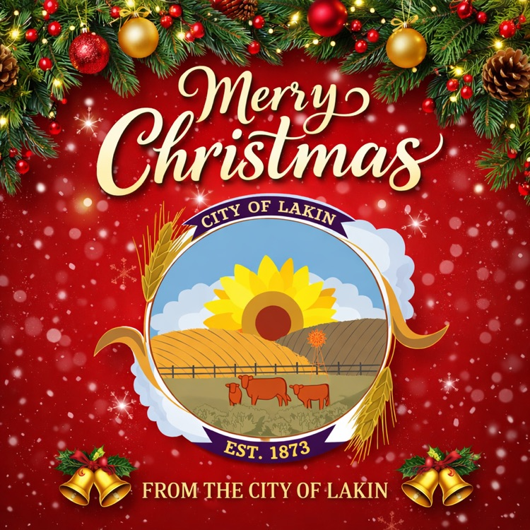 merry Christmas post with red background and city logo