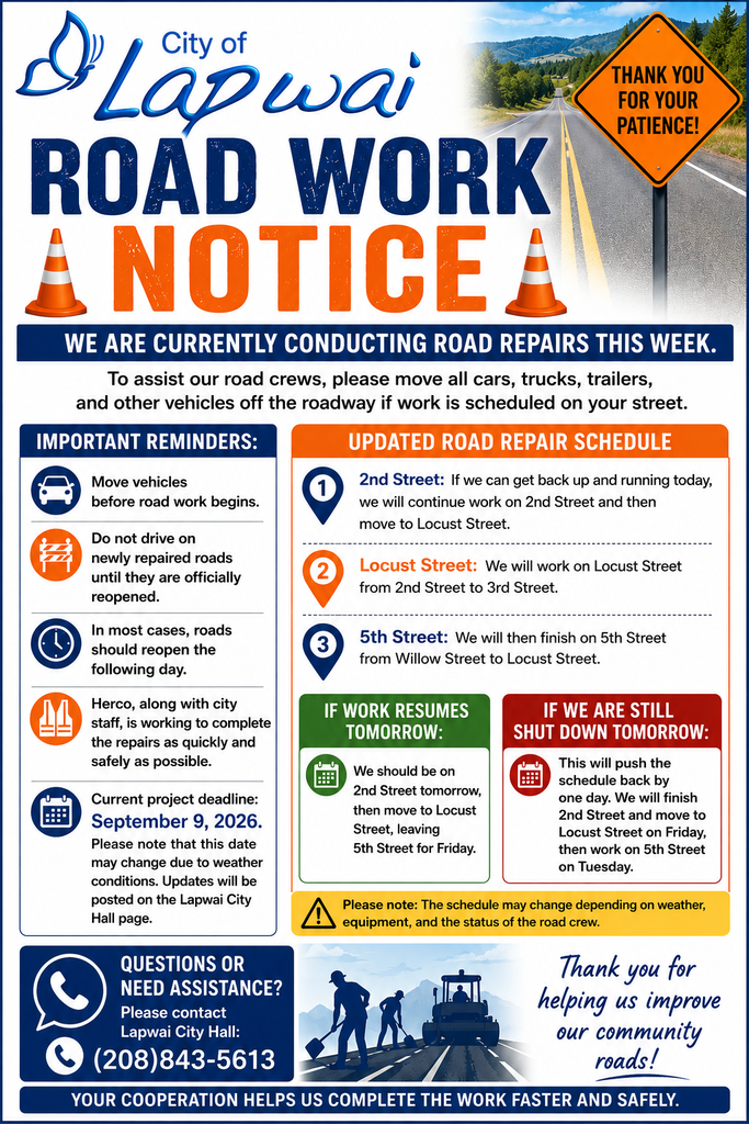 Road work update