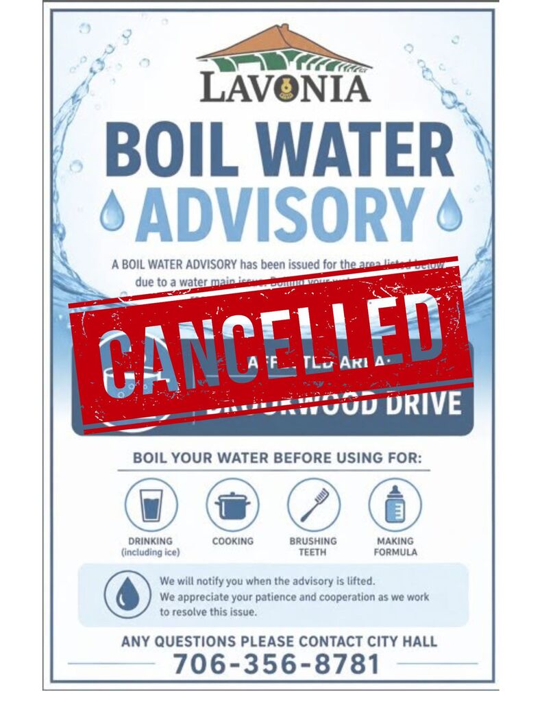 Boil Water Cancelled