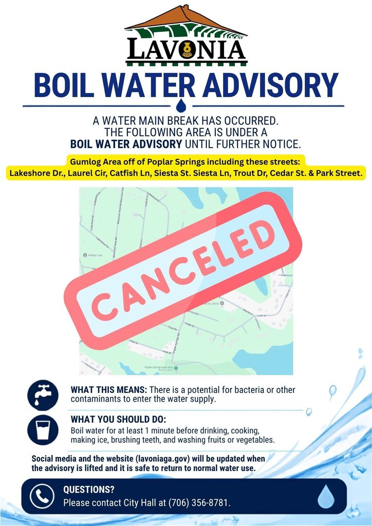 Boil Water Advisory Canceled