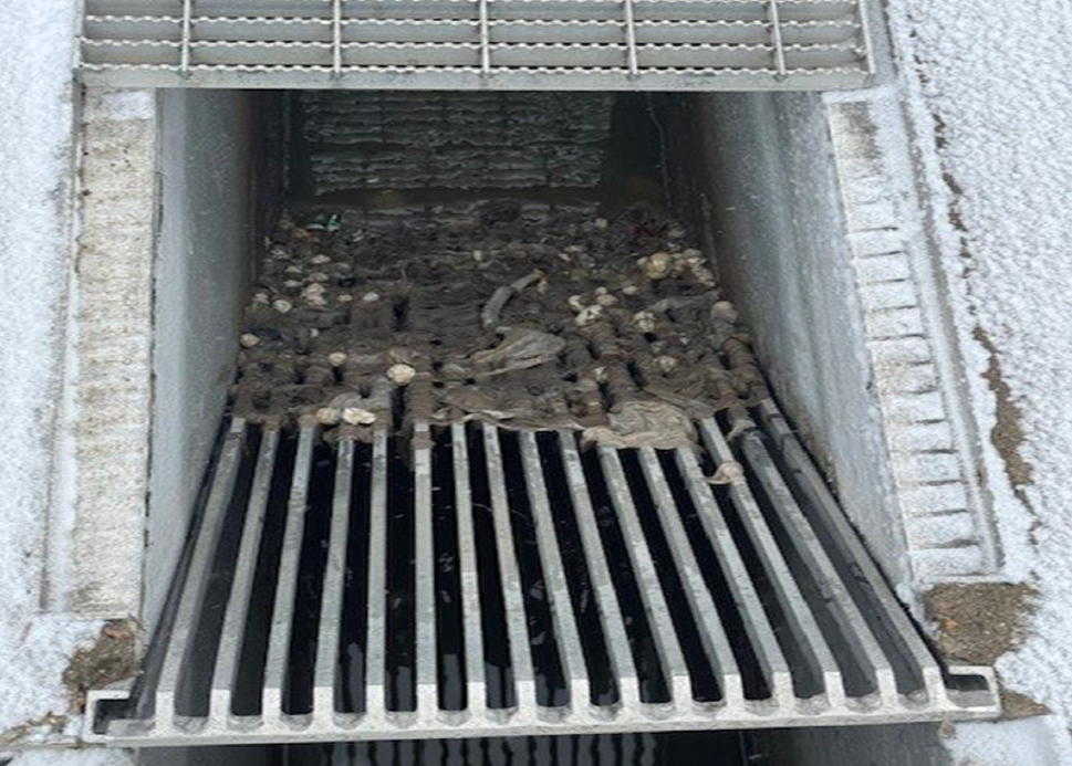 Waste Water Treatment Facility showing the rubble mess of flushable wipes