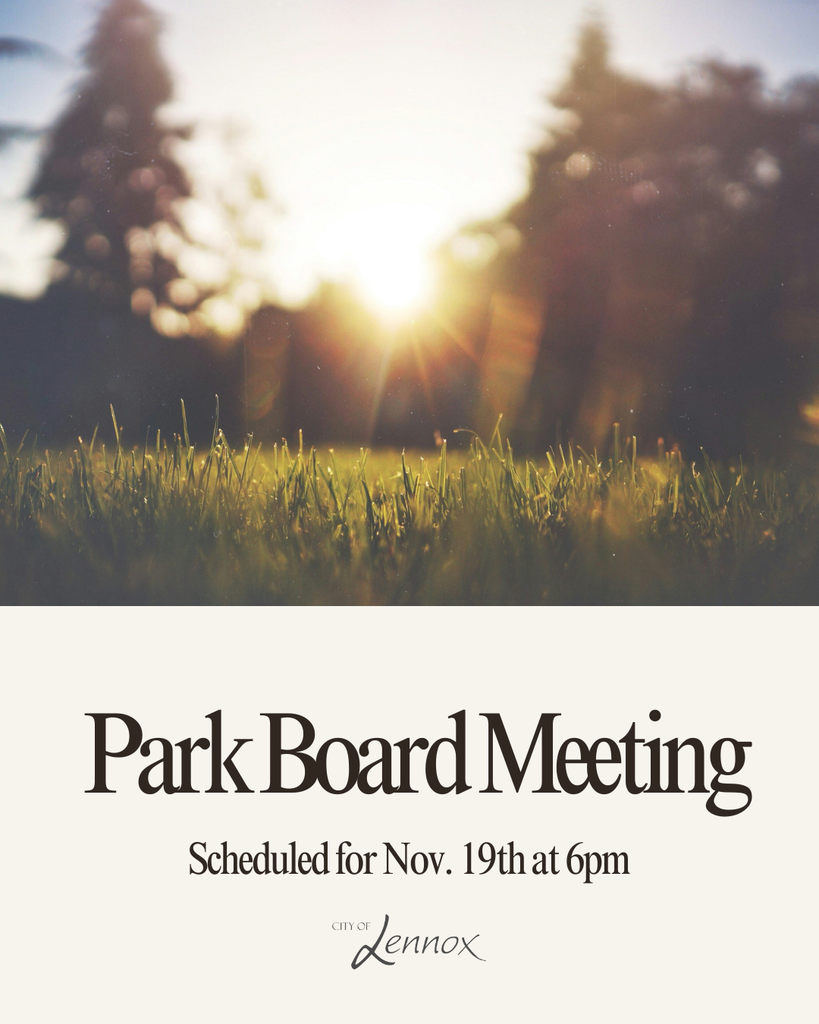 It's that time again, we have our monthly Park Board Meeting coming up on November 19th at City Hall. Or watch from home through YouTube