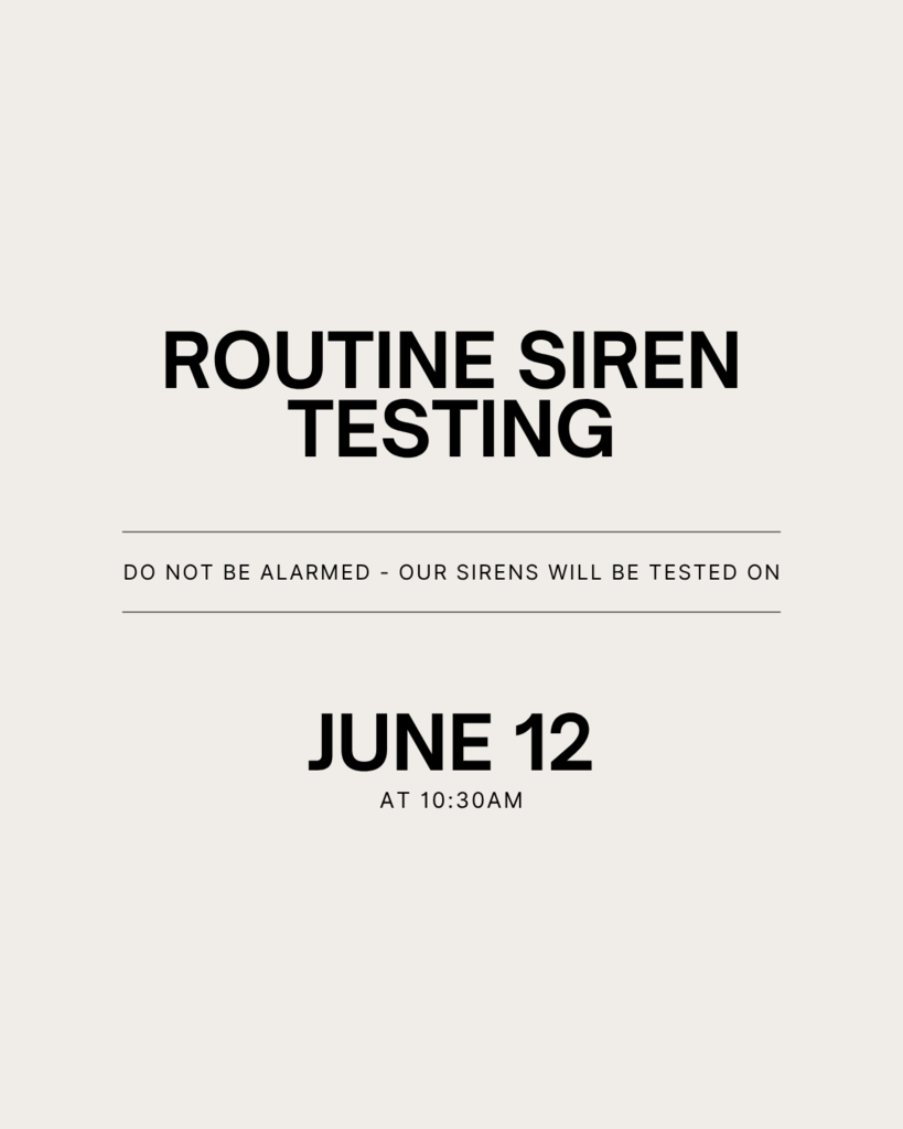 Routine Siren Testing will happen in Lennox at 10:30am on June 12th
