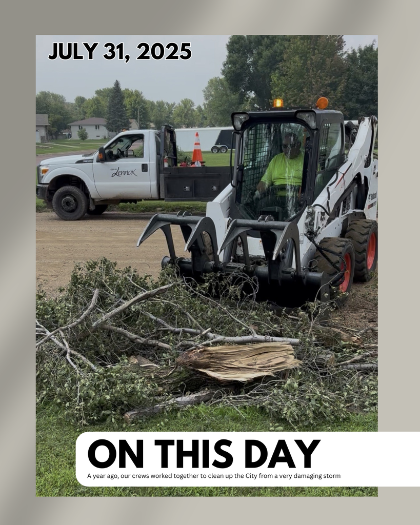 On this day a year ago (July 31, 2025) crews worked together to clean up the city from a damaging storm