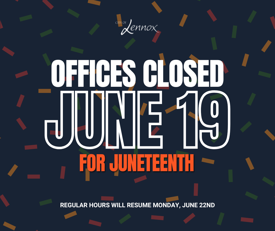 CITY OFFICES CLOSED JUNE 19 