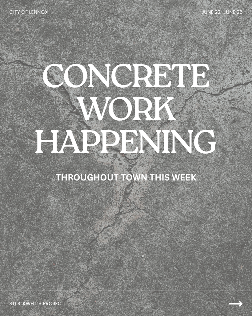CONCRETE WORK HAPPENING THROUGHOUT TOWN THIS WEEK
