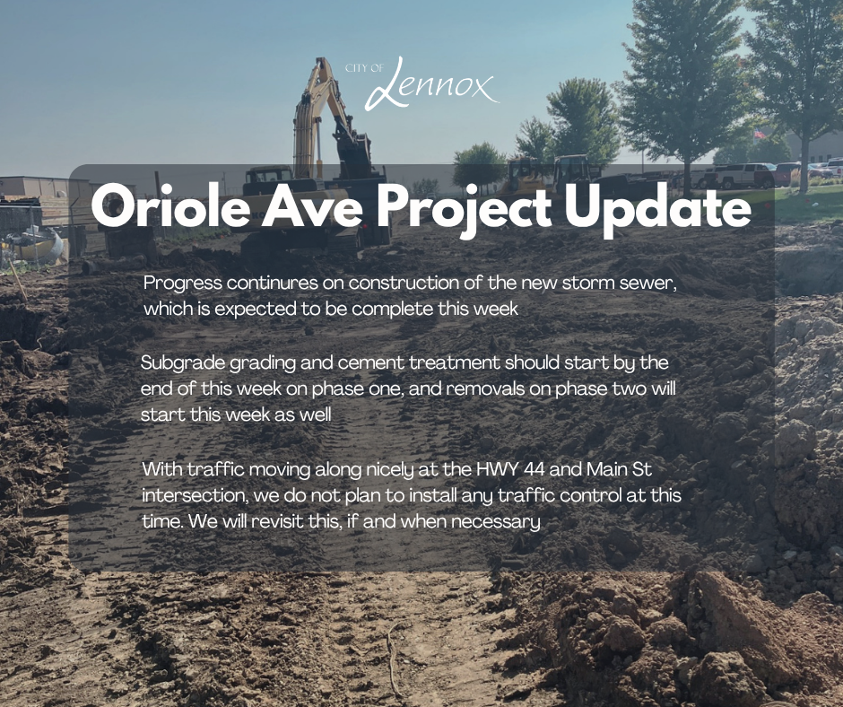 Oriole Ave Project Update