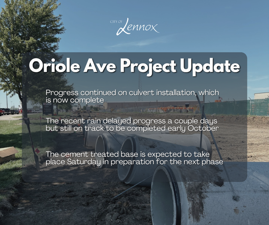Oriole Ave Project Update