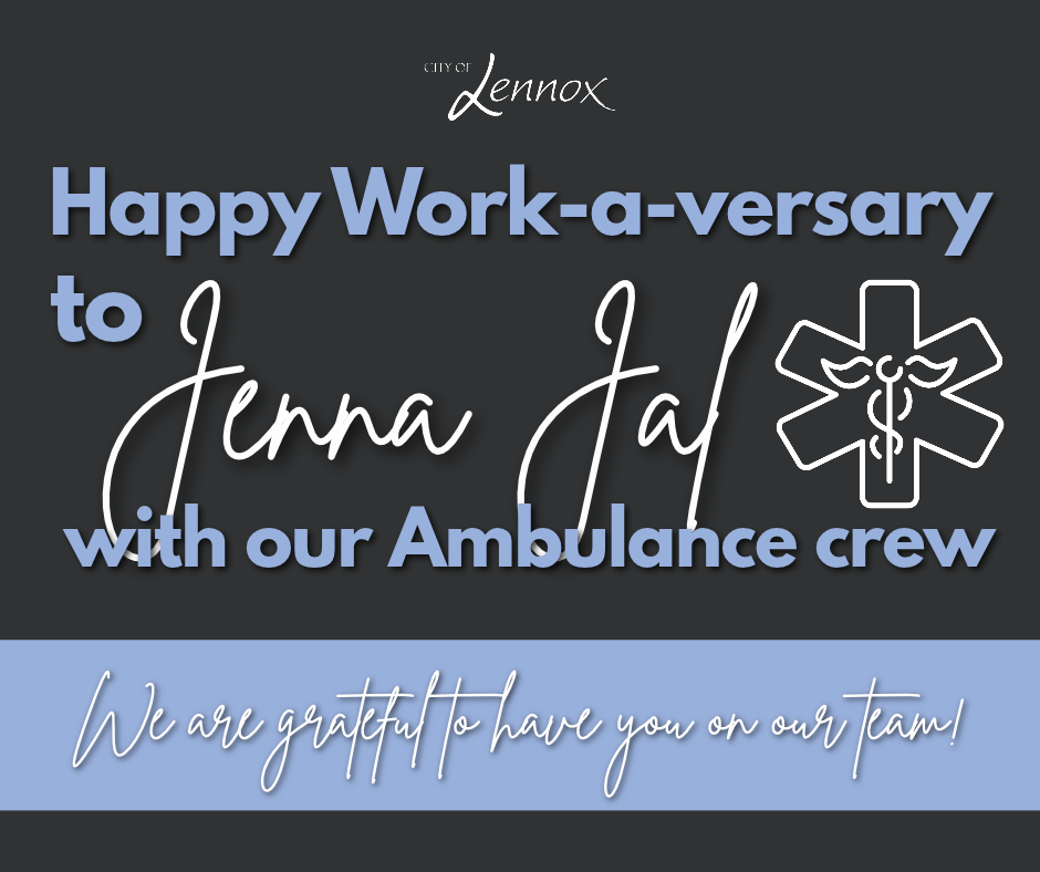 Please join us is congratulating Jenna on another year of dedicated service!! Jenna, We can't thank you enough for the commitment and care you bring to every call and for being there when our community needs you most.  Your hard work and willingness to serve make a difference every single day, and we are grateful to have you as an EMT on our team!