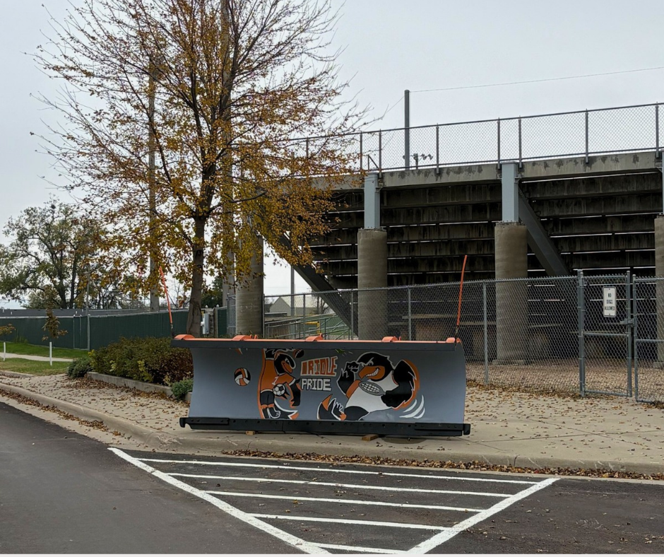The plow is painted and on display near Westerman park! Special thanks to the very talented LHS Art Club and Mrs. Maras