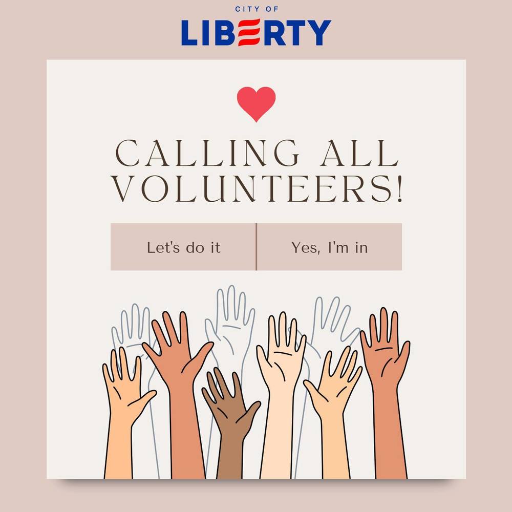 Calling All Volunteers flyer with cartoon hands