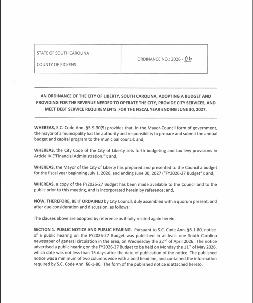 BUDGET ORDINANCE