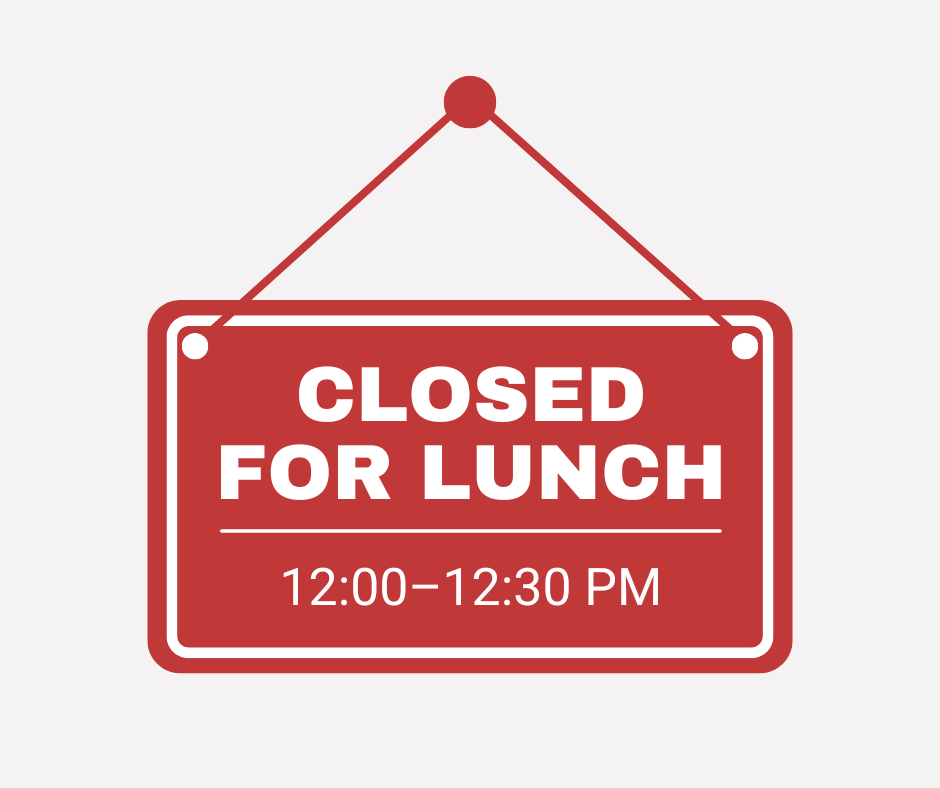 closed for lunch graphic for city hall