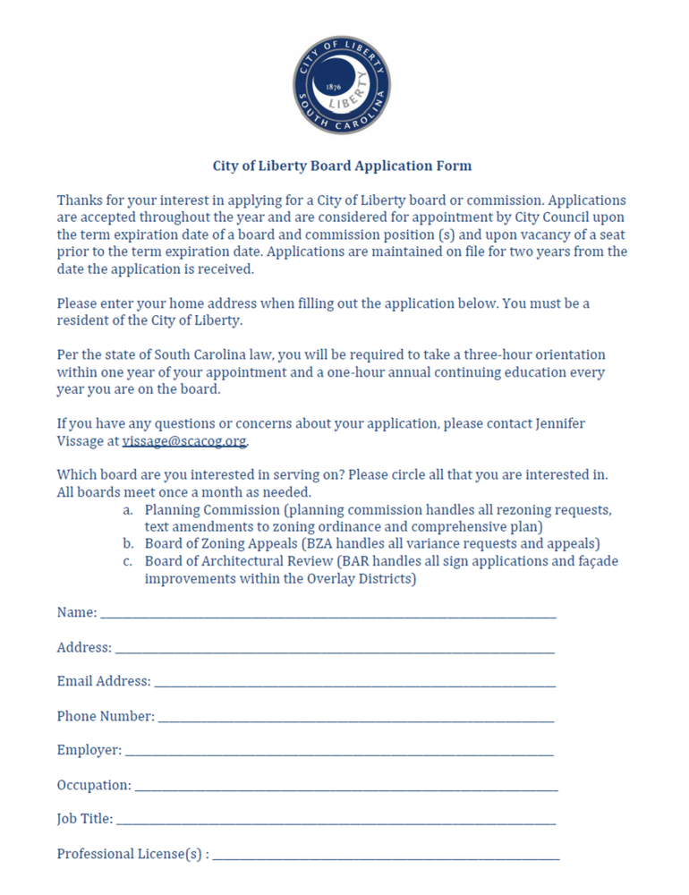 board application form