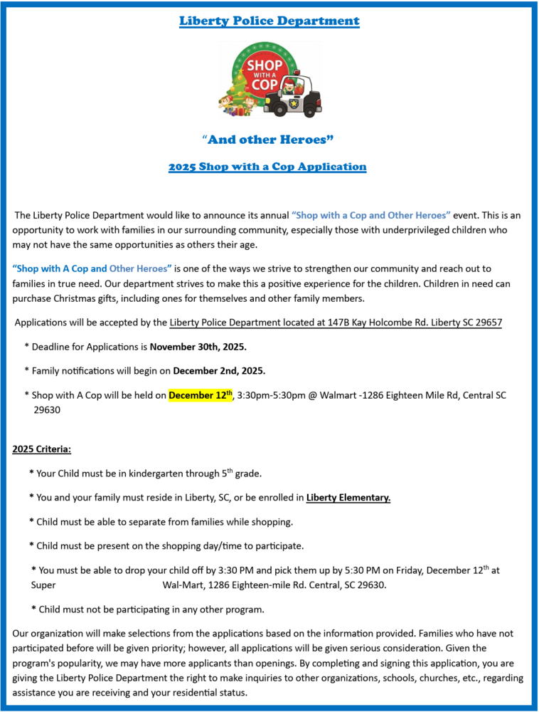 Shop with a Cop information page