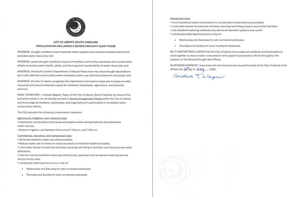PROCLAMATION DECLARING A SEVERE DROUGHT ALERT PHASE Documents