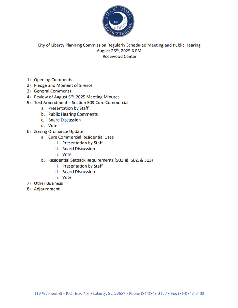 Aug 26 Planning Commission Agenda