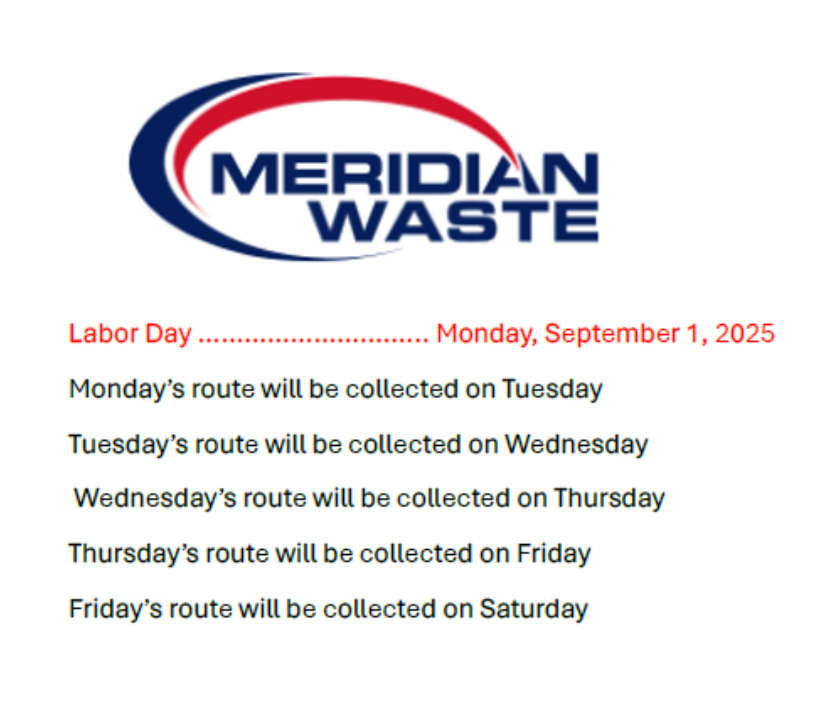 Labor Day Trash Pickup Schedule