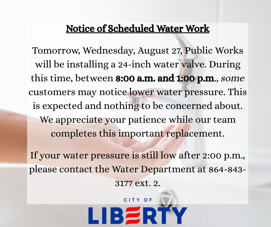 notice of scheduled water work