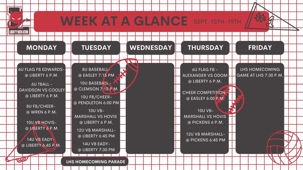 Liberty Rec Week at a Glance
