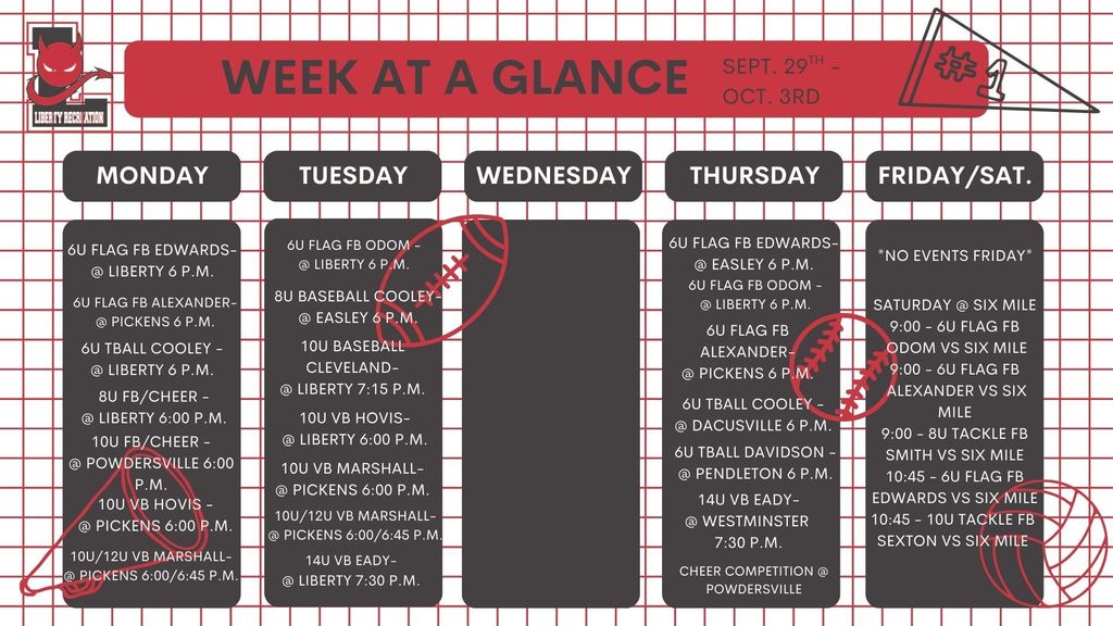 Liberty Rec Week at a Glance
