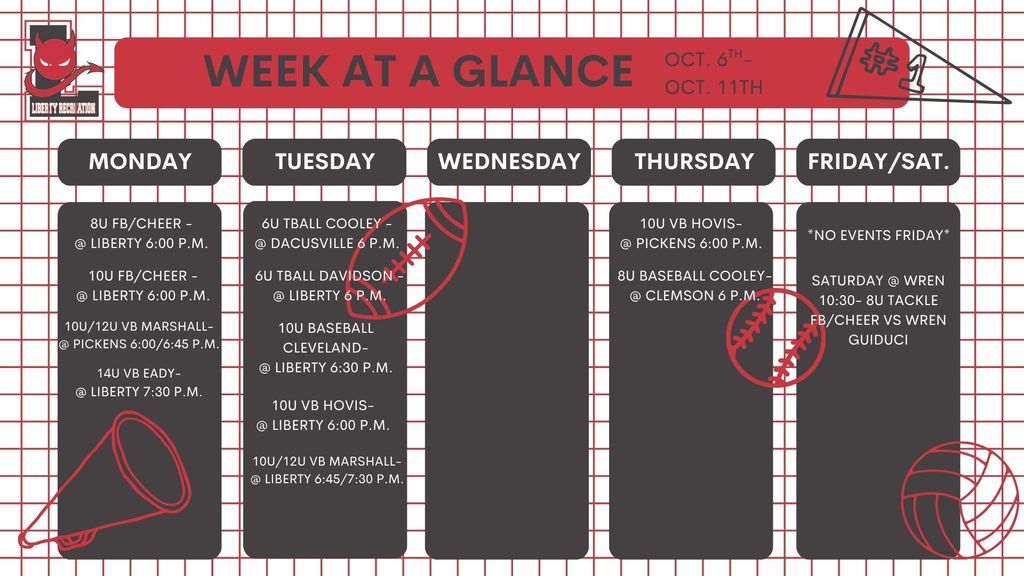 Liberty Rec Week at a Glance