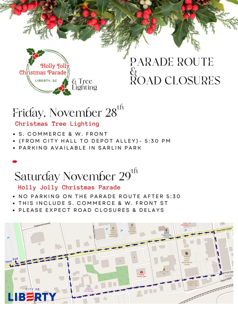 Christmas Parade and Christmas Tree Lighting Road closure notice