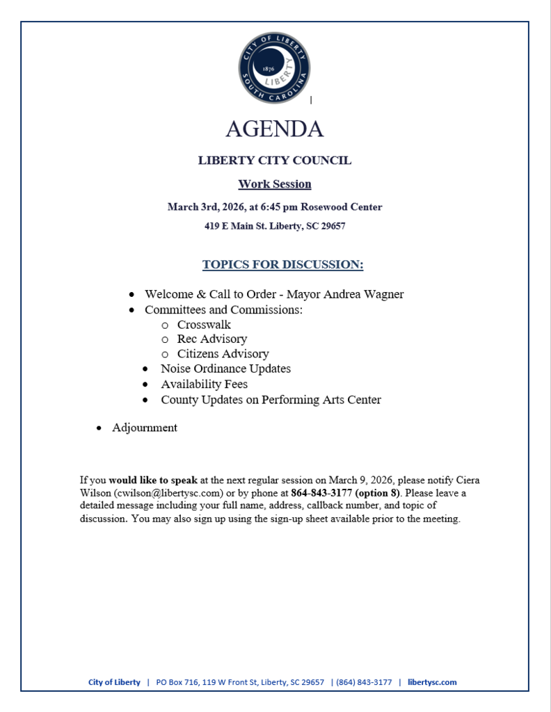 WS Agenda 3/3/26