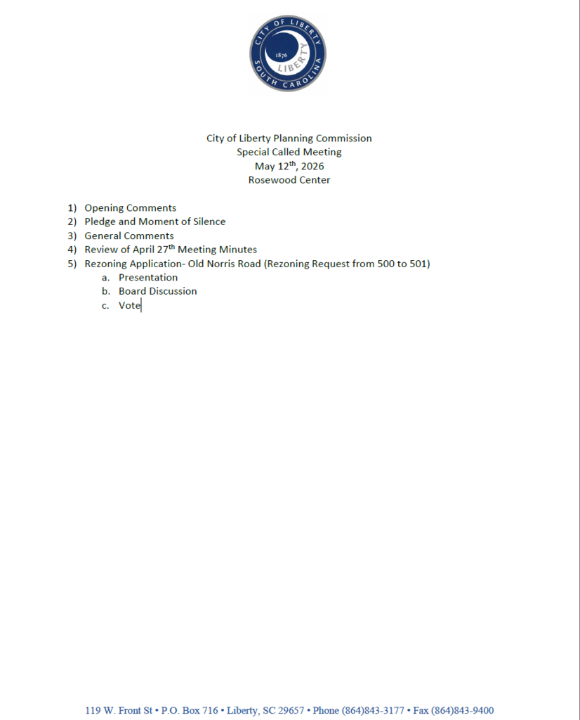 May 12th Planning Commission Agenda