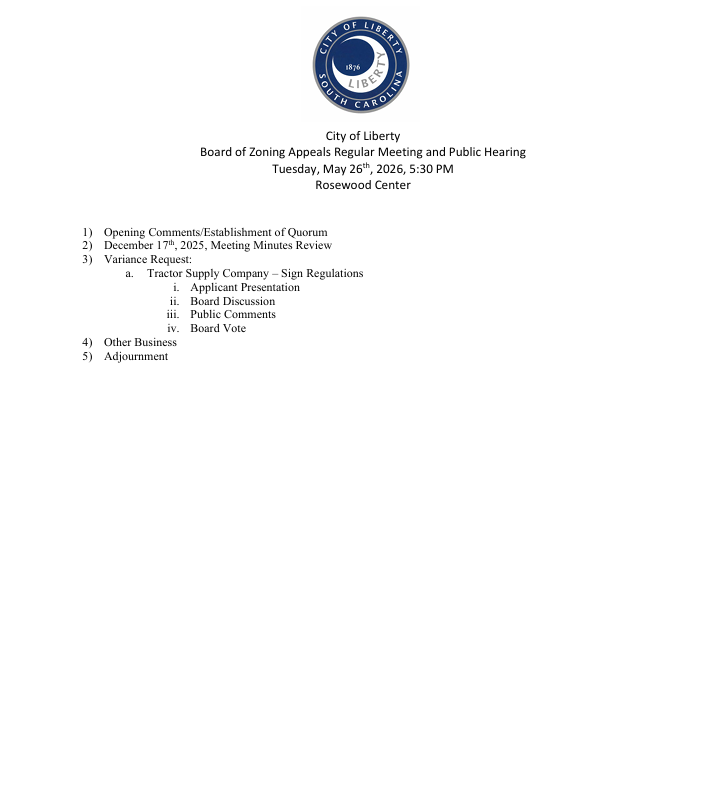 BZA agenda