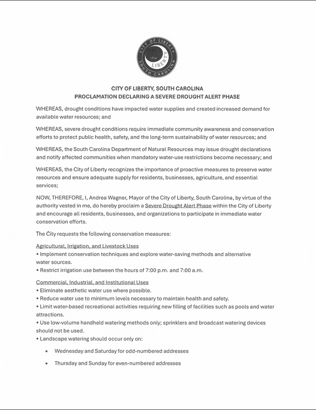 PROCLAMATION DECLARING A SEVERE DROUGHT ALERT PHASE