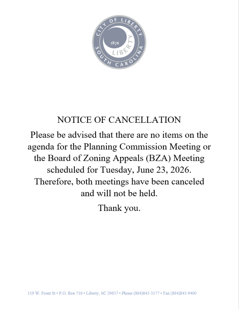 Planning Commission and BZA Meeting Cancelled