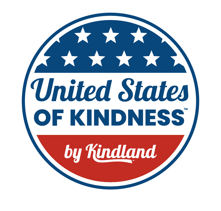 Unites States of Kindness logo with red, white & blue stars 