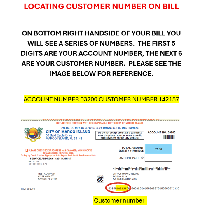 Customer number on water bill